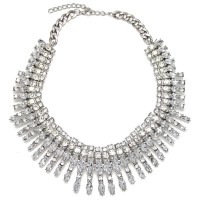 Crystal Ray Burst Silver Tone Statement Necklace